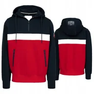 Bluzy męskie - PITBULL WEST COAST MĘSKA BLUZA Z KAPTUREM GIBSON GRANATOWO-CZERWONA XL - miniaturka - grafika 1