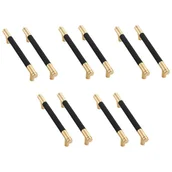 Zawiasy, okucia i inne akcesoria - Uchwyty meblowe radełkowane, uchwyty do szafek kuchennych, uchwyty do szuflad, rozstaw osi 128 mm, 10 sztuk (złote + czarne) - miniaturka - grafika 1