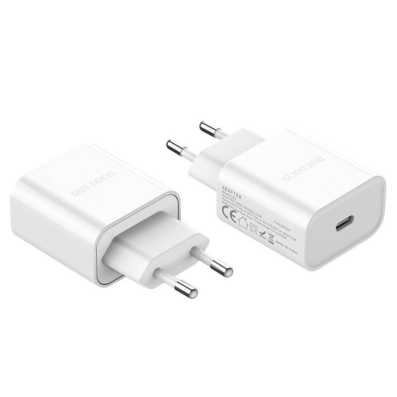 Ładowarka ścienna Dux Ducis zasilacz USB-C złącze typu-C 20W szybka ładowarka 3A kompatybilna ze smartfonem biały