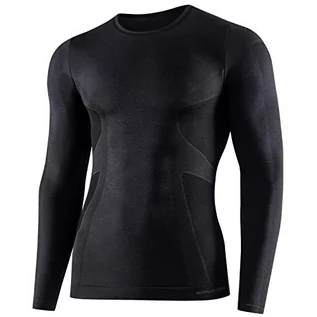 Koszulki męskie - BRUBECK Męska koszulka z długim rękawem merino | bielizna funkcyjna oddychająca 41% wełna | bielizna funkcyjna wędrówki | trekking | rozm. XL | czarna | LS11600 - grafika 1