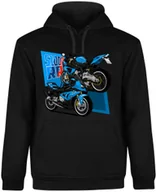 Bluzy męskie - BLUZA MĘSKA Z KAPTUREM DLA MOTOCYKLISTY BMW S1000 RR MOTO CZARNA R-L A605 - miniaturka - grafika 1