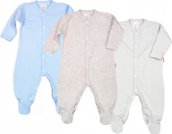 Pajacyki dla niemowląt - Pajac 3-pak Bawełna ORGANIC GOTS Jasny niebieski/Melanż/Popiel r 74 KLEKLE - miniaturka - grafika 1