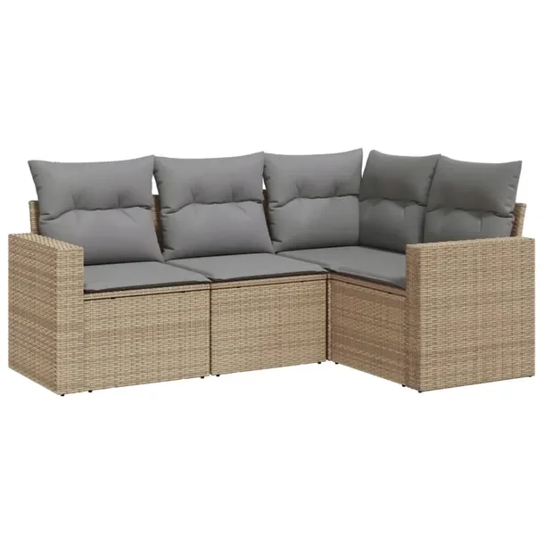 Zestaw mebli ogrodowych modułowych beżowy, rattan PE, wymiary: 65,5x62x69