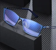 Okulary korekcyjne, oprawki, szkła - Męskie niebieskie okulary do komputera BLUE LIGHT zerówki 2554C - miniaturka - grafika 1