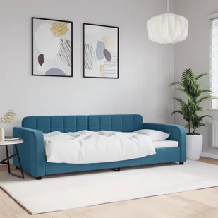vidaXL Sofa z funkcją spania, niebieska, 90x200 cm, obita aksamitem - Sofy i kanapy - miniaturka - grafika 1