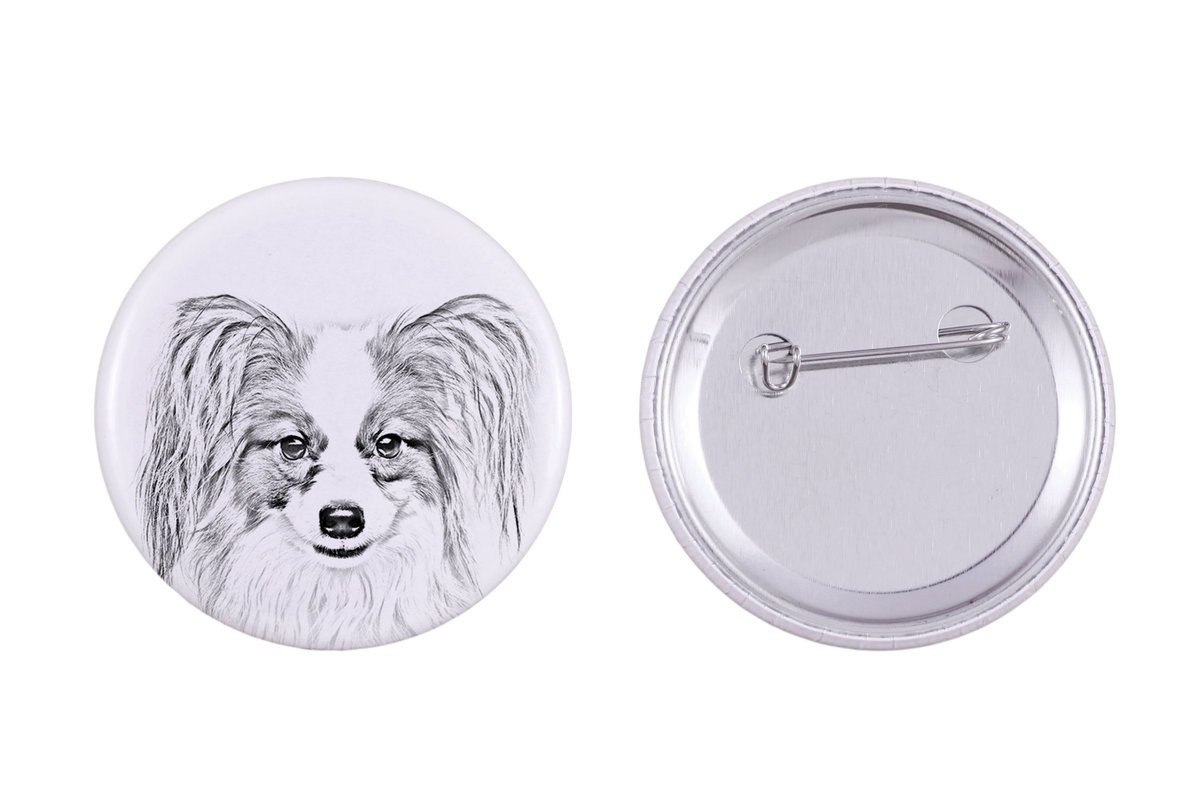 Papillon, Spaniel Kontynentalny - przypinka z twoim psem, dodaj własne foto, marka Art-Dog