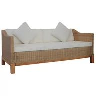 Sofy ogrodowe - vidaXL vidaXL 3-osobowa sofa z poduszkami, naturalny rattan - miniaturka - grafika 1