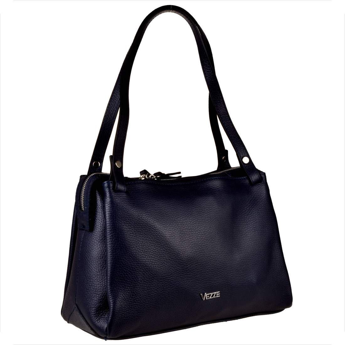 Vezze włoska torba skórzana shopper bag granatowa