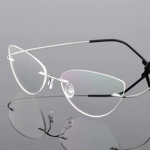 Srebrne okulary bezramkowe damskie z filtrem antyrefleksyjnym SCH-502 - Okulary korekcyjne, oprawki, szkła - miniaturka - grafika 1