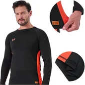 Koszulki sportowe męskie - Beon Koszulka termoaktywna męska Beon Skin Etna Black&Orange XXL - miniaturka - grafika 1