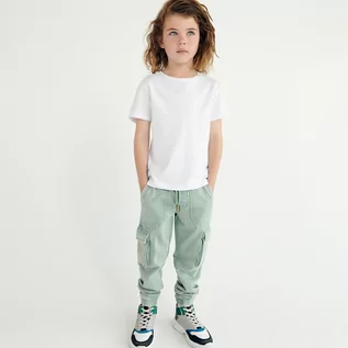 Spodnie i spodenki dla chłopców - Reserved Dresy cargo z efektem sprania - Zielony - grafika 1