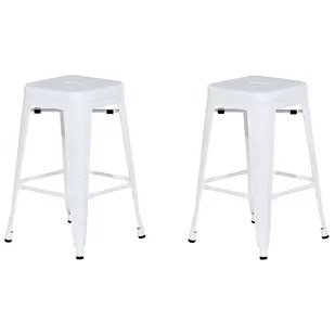 Beliani Hoker biały - taboret - do jadalni - 40x40x60 cm - CABRILLO - Taborety i hokery - miniaturka - grafika 1