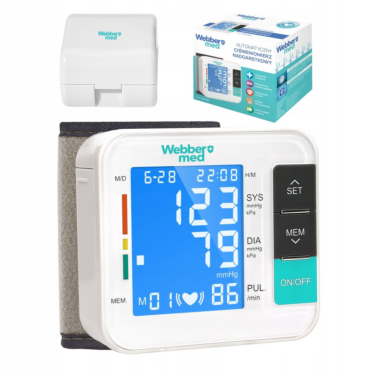 CIŚNIENIOMIERZ NADGARSTKOWY CZYTELNY DUŻY EKRAN ARYTMIA Webber Med A11