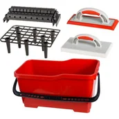 Wiadra i kastry budowlane - Komplet glazurniczy wiadro 22 l kratka rolki paca z gumą paca z gąbką PROLINE - miniaturka - grafika 1