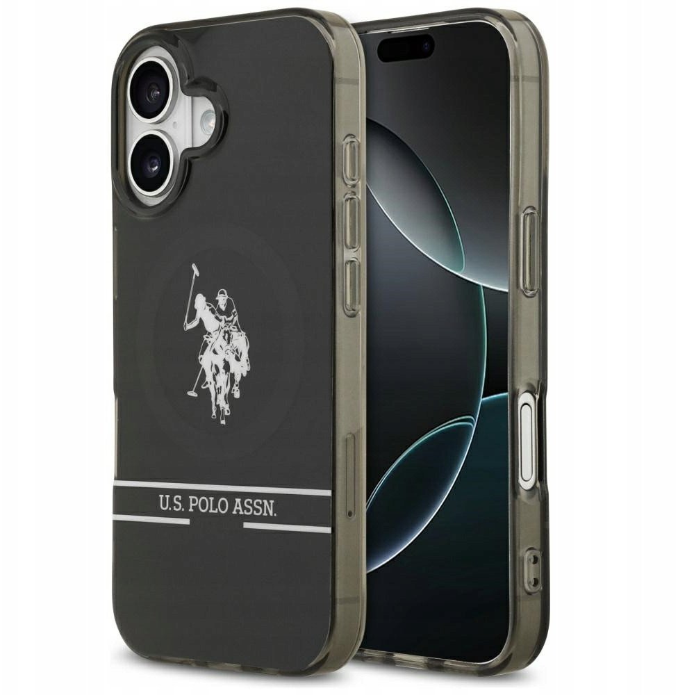 Etui US Polo DH and Bottom Stripe Logo MagSafe do iPhone 17 czarny