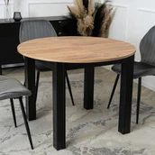 Stoły - Stół Okrągły Rozkładany HARRY 102-142 cm Dąb Craft/Czarny Nowoczesny - miniaturka - grafika 1