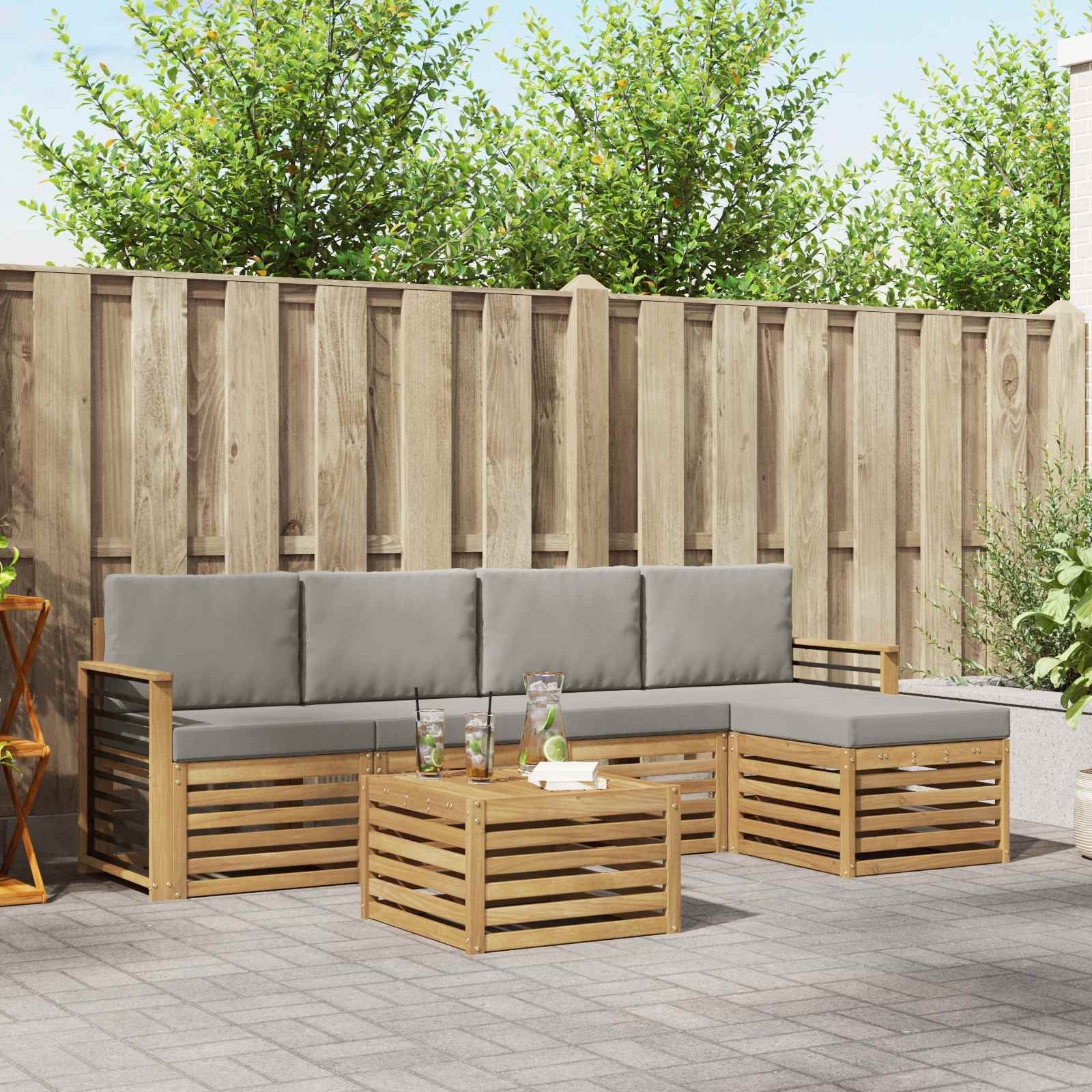 vidaXL Zestaw sof na zewnątrz 6 pcs Biały i jasnoszary 59 x 59 x 37 cm