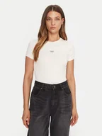 Koszulki i topy damskie - Guess Jeans T-Shirt W5BP45 KA0H1 Beżowy Slim Fit - miniaturka - grafika 1