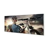 Tablice i flipcharty - Panel ścienny Rowerzysta rower chmury 125x50 cm - miniaturka - grafika 1