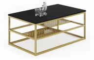 Ławy i stoliki kawowe - Prostokątna ława w stylu glamour czarny + złoty S6-E31 - miniaturka - grafika 1