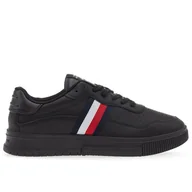 Buty sportowe męskie - Buty Tommy Hilfiger Supercup Stripes Leather FM0FM04824-0GQ - czarne - miniaturka - grafika 1
