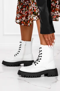 Białe botki na platformie damskie sznurowane Casu G22WX3-W - Botki damskie - miniaturka - grafika 1