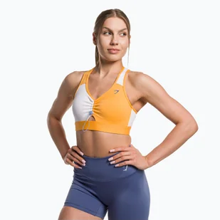 Biustonosz fitness Gymshark Pulse Sports apricot orange/white - Bielizna sportowa damska - miniaturka - grafika 1