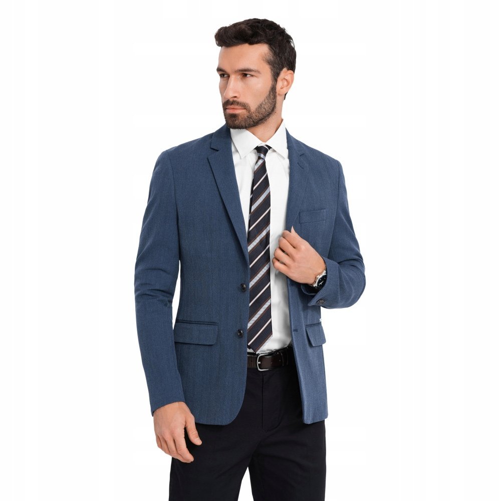 Elegancka marynarka męska ciemnoniebieska modna Ombre OM-BLZB-0135 V3 r XXL