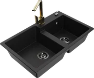 Zlewozmywaki z baterią - Mexen Tomas zlewozmywak granitowy 2-komorowy z baterią kuchenną Rita, czarny - 6516-77-670300-50-B - miniaturka - grafika 1