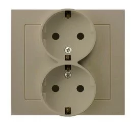Ospel Kier Gniazdo Podwójne schuko 16A/250~, IP20 Beżowy - GP-2WS/01 - Gniazdka elektryczne - miniaturka - grafika 1