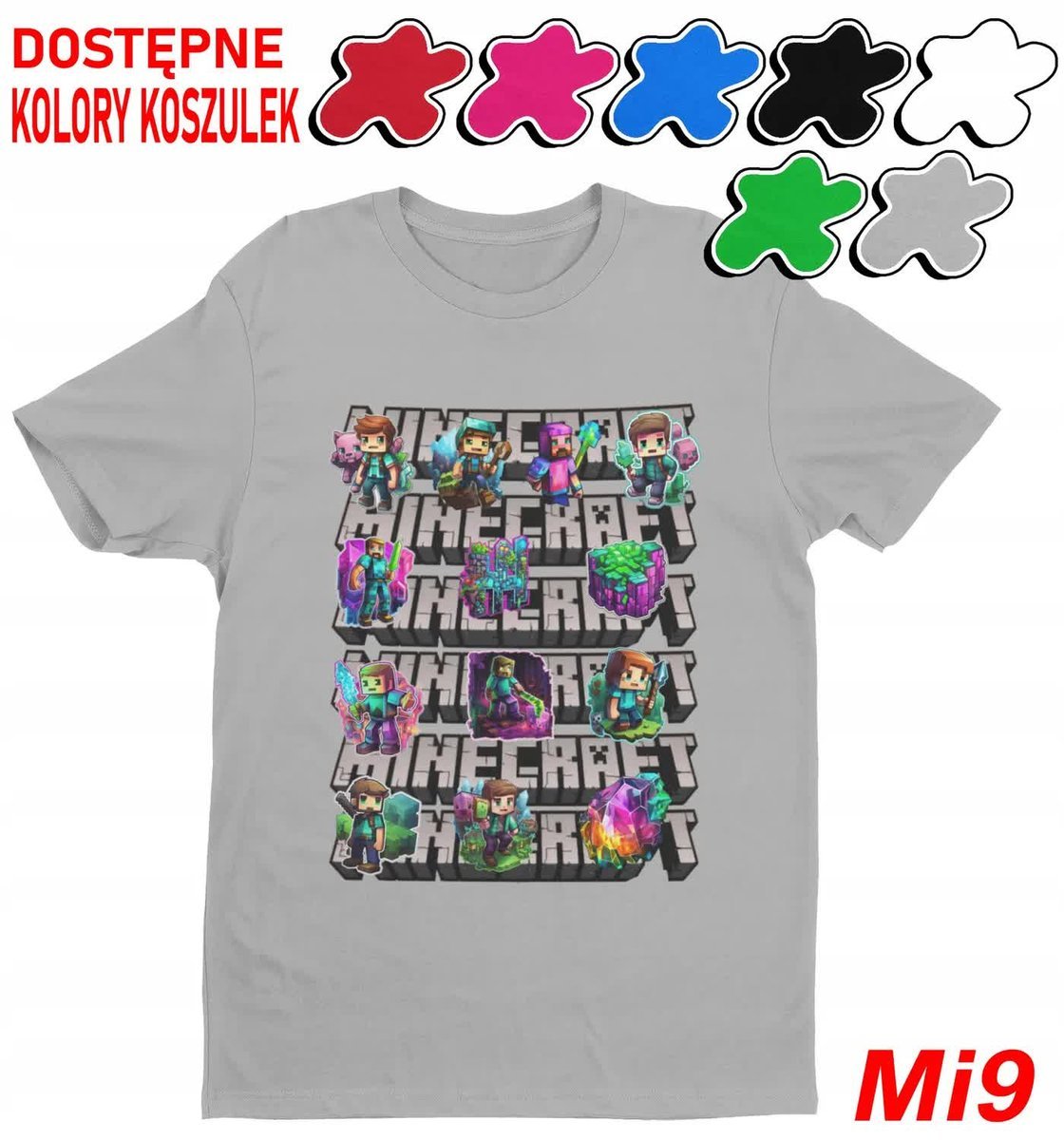 Koszulka Dziecięca Z Nadrukiem Dla Fana Mainkraft Gry Wzory -L 146-152