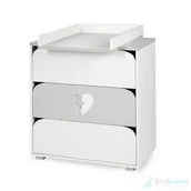 Komody dla dzieci - Klupś Komoda z przewijakiem NEL Serce biały-popiel - miniaturka - grafika 1