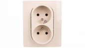 Gniazdka elektryczne - NILOE Gniazdo podwójne z/u kompaktowe 16 A 250 Vz przesłonami kremowe 764641 - miniaturka - grafika 1