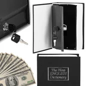 Pudła i kartony archiwizacyjne - Kasetka Na Pieniądze Metalowa 24X16X5,5 Cm Książka Sejf Grafitowy - miniaturka - grafika 1