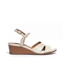 Sandały damskie - Geox Sandały "Marykarmen" w kolorze kremowym na koturnie - miniaturka - grafika 1