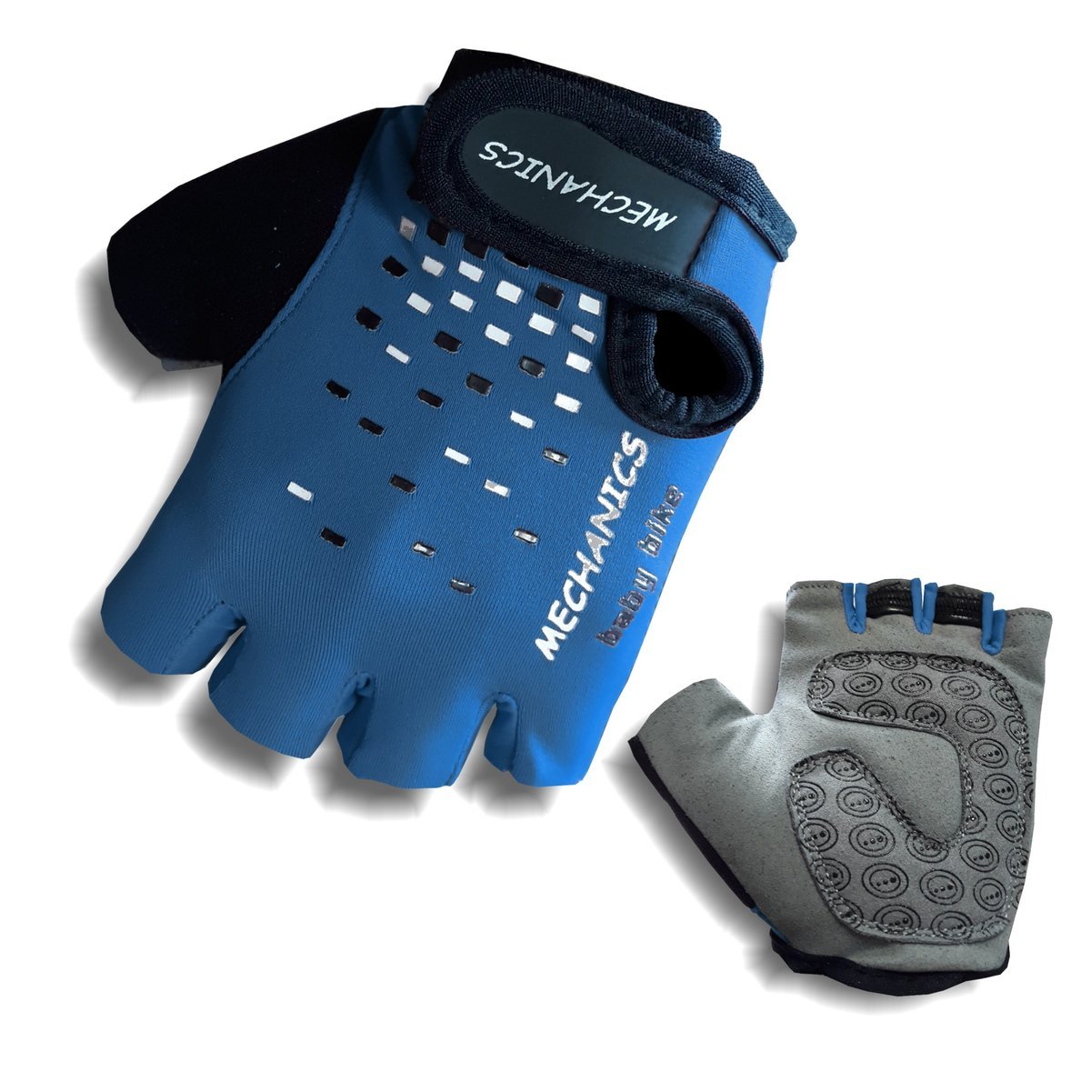 Rękawiczki rowerowe KITTY Mechanics junior rozm.8 niebieskie