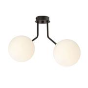 Lampy sufitowe - Emibig Lighting czarny krótki żyrandol białe klosze NOVA 2 BLACK/OPAL 1138/2 nowoczesna lampa sufitowa czarno-biała do małej sypialni 1138/2 - miniaturka - grafika 1