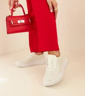 Sneakersy damskie - Srebrne sneakersy na platformie Lori-39 - miniaturka - grafika 1