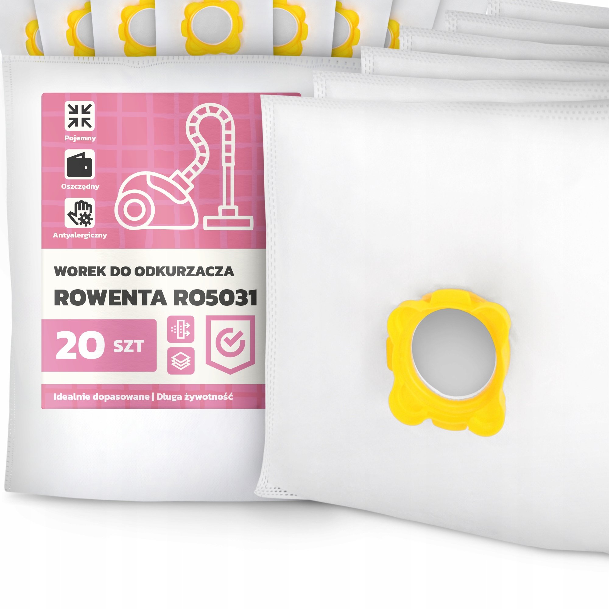 20x Worek do Odkurzacza Rowenta RO5031 Syntetyczny Mikrowłókna Duży Work G9