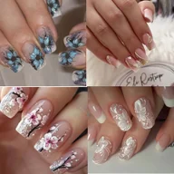 Ozdoby do paznokci - TEMU 96 szt. 4 szt. Brokatowe Fale Paski Błyszczące Francuski Minimalistyczny Kwadratowy Niebieskie Czarodziejka Wzór Kwiatowy Jednolity Białe Kwiaty - miniaturka - grafika 1