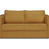 Sofy i kanapy - Kanapa 3-osobowa rozkładana z żółtą musztardową szenilową tapicerką - Miejsce do spania 140 cm - Materac 22 cm z pamięcią kształtu - LORETO - miniaturka - grafika 1