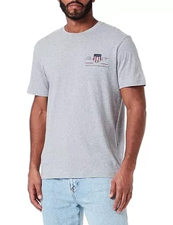 Koszulki męskie - GANT Męski t-shirt REG Archive Shield EMB SS, szary melanż, standardowy, szary melanż, 3XL - grafika 1