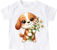 Koszulki dla dziewczynek - dziecięca koszulka z pieskiem C206 - miniaturka - grafika 1