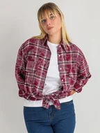 Koszule damskie - Koszula w kratkę M bordowy - miniaturka - grafika 1