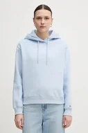 Bluzy damskie - Tommy Hilfiger bluza damska kolor niebieski z kapturem z aplikacją WW0WW43598 - miniaturka - grafika 1
