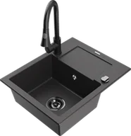 Zlewozmywaki z baterią - Mexen Enzo zlewozmywak granitowy 1-komorowy z ociekaczem i baterią kuchenną Elia, czarny nakrapiany - 6506-76-670101-70-B - miniaturka - grafika 1