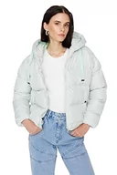 Kurtki damskie - Trendyol Damska kurtka oversize z kapturem, tkana kurtka wierzchnia, Miętowy, M - miniaturka - grafika 1