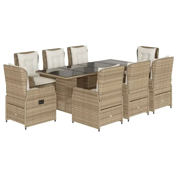 Zestaw mebli ogrodowych 190 x 80 x 74 cm, beżowy, rattan PE, szkło hartow