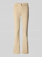 Spodnie damskie - Spodnie sztruksowe o rozkloszowanym kroju z mieszanki bawełny model ‘MARY’ - miniaturka - grafika 1