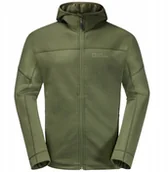 Bluzy męskie - Jack Wolfskin Hirschberg Hooded FZ M 1710881-4129 Zielone M - miniaturka - grafika 1